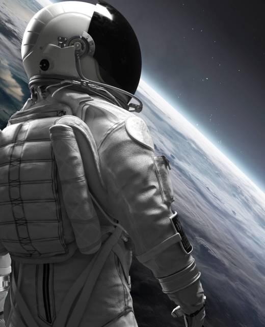 3D illustration of astronaut in space. High quality digital space art in 5K vertical/portrait format- realistic visualization 3D illustration of Earth planet. High quality digital space art in 5K - realistic visualization